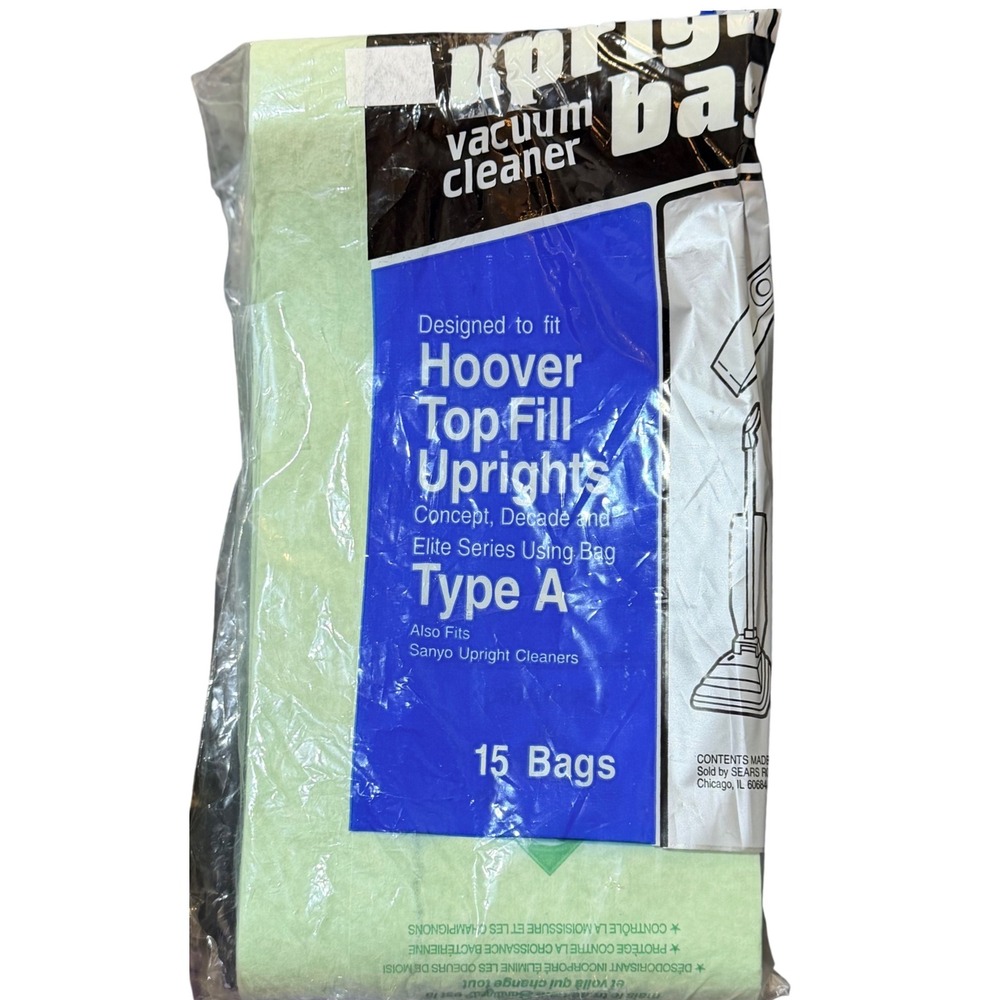 Sears Hoover Type A Vacuum Bags 15 Pack Top Fill Elite Concept Decade Sanyo